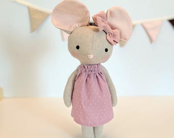 MOUSE DOLL Mouse doll with beautiful dress sewing pattern soft toy instant download pdf cuddly rag doll