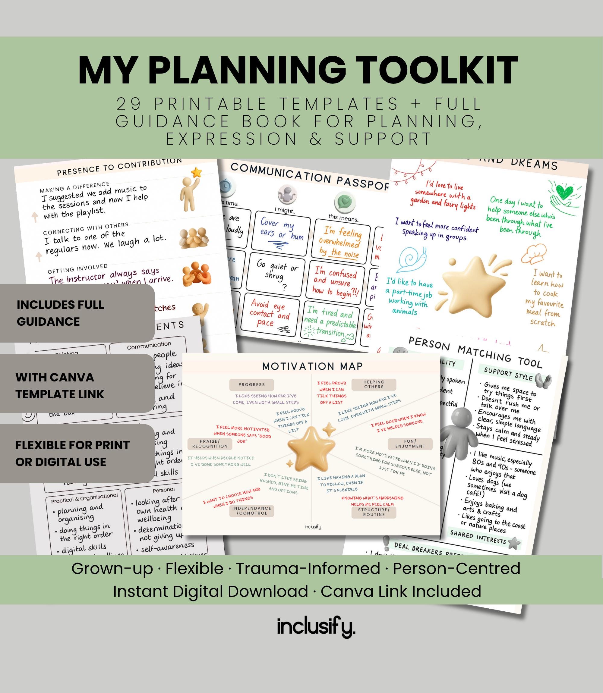 Person Centred Planning Tools Bundle | Printable Sen/care Templates ...