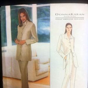 90s Vogue American Designer DONNA KARAN Jacket and Pant Pattern No. 1703 Size 12-14-16 Uncut