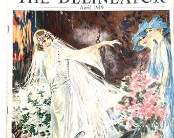 Rivista Delineator originale d'epoca, risalente all'aprile 1919 e vecchia di 126 anni.