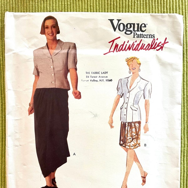 Vogue Individualist Betty Jackson Semi-Fitted Top & Wrap Skirt No. 2312 Sizes 6-8-10 FF Uncut