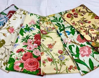 LOT of 6 Vintage 80s Decorator Floral Fabric Samples From Greeff and Stroheim & Roman Approx. 3 yds Total