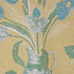 Blue and Yellow Woven Floral Doubleweave Fabric - Vase of Tulips - For Upholstery or Decorating 2 Yards 12&quot; x 54&quot; Wide