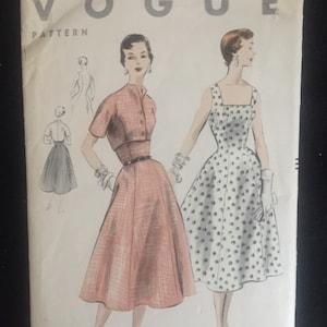 Original 1950s  Vogue Pattern No 8223 One Piece Princess Dress and Bolero   Size 14 Bust 32
