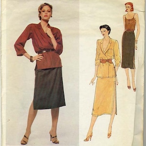 Vintage Vogue American Designer Anne Klein Jacket Camisole and Skirt Pattern No. 2137 Size 8 image 1