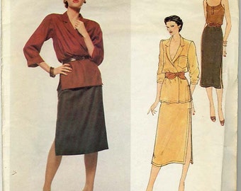 Vintage Vogue American Designer Anne Klein Jacket Camisole and Skirt Pattern No. 2137 Size 8