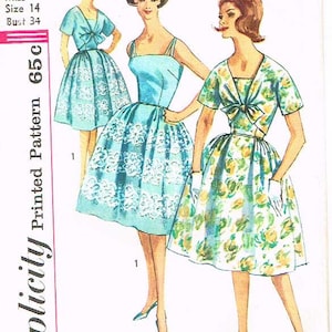 1960s Simplicity Misses and Junior Dress Pattern with Tie Front Bolero No. 3971 Size 14 Bust 34