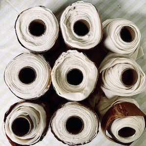 LOT of White/Ivory Bias Cut Rolls of Silk Velvet Fabric in 2 Widths Perfect For Dyeing, Flower Crafts, Binding