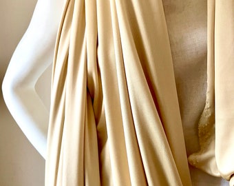 Vintage 70s Nylon Jersey Knit Fabric, French Vanilla, 5.6 Yards