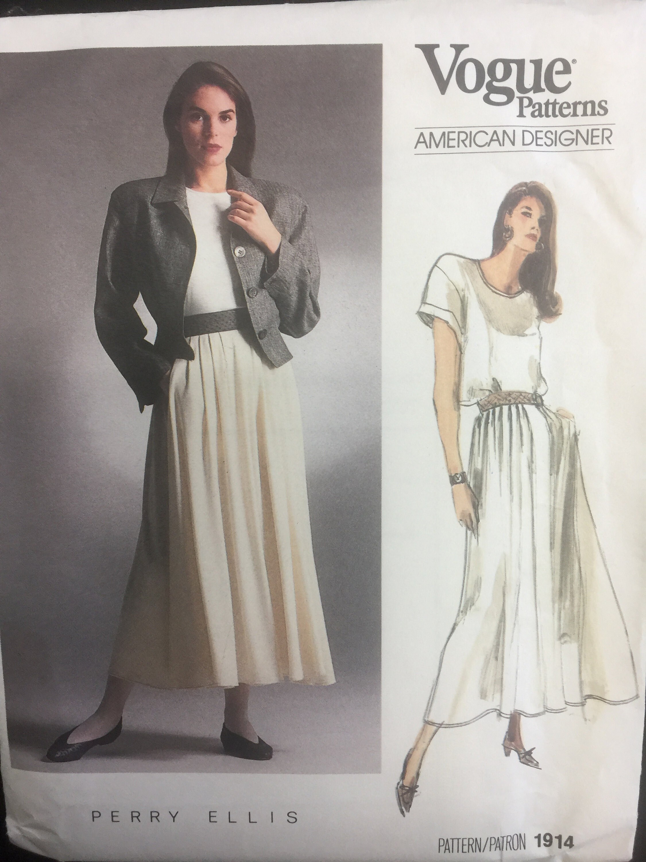 1987 Vogue American Designer Pattern Perry Ellis Misses/misses - Etsy