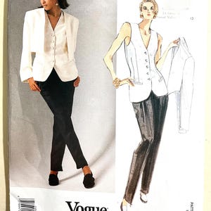 1990 RARE Vogue Donna Karan Misses Jacket Vest and Pants Pattern No. 2494 Size 10-12