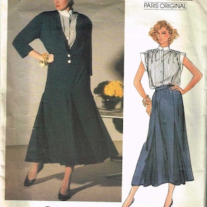 1985 Vogue Paris Original Chloe Jacket Skirt and Blouse Pattern No. 1588 Size 8 Bust 31 1/2" FF
