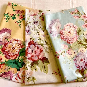Vintage MARIO BUATTA "Peggy's Bouquet" and "Lilly's Garden" 3 Rare Fabriyaz Chintz Samples  From 80s-90s  Great For Pillow Purse Tote