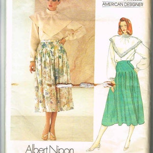1980s Vogue American Designer Albert Nipon Blouse and Skirt Pattern No. 1120 Sz. 8 FF