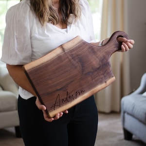 Live Edge Charcuterie Board Personalized Rustic Cheese Board Custom Walnut Wood Board Live Edge Board 5th Anniversary Gift Wedding Gift