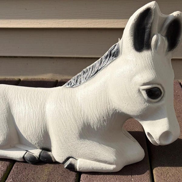 Vintage Christmas Donkey Nativity Plastic Lighted Blow Mold