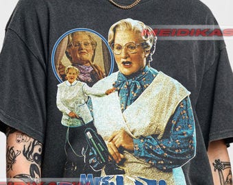 Komfortfarben Mrs Doubtfire T-Shirt, Mrs Doubtfire Shirt, Daniel Hillard T-Shirt, Robin Williams Tribute T-Shirt, Geschenk für Comedy-Filmfan LD