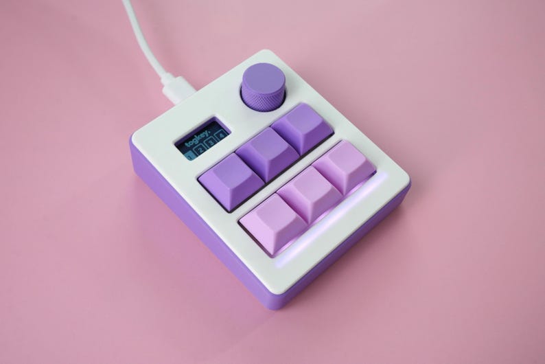 TogKey Pad Plus: Mini teclado con macropad programable de 6 teclas / Perilla de volumen / Pantalla OLED / Iluminación RGB / Interruptores mecánicos intercambiables en caliente / QMK Lilac Purple