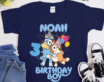 Personalized Blue Dog Inspired Birthday Shirt, Custom Toddler Youth Tee, Kid’s Birthday Gift, Girl Boy Birthday Shirt