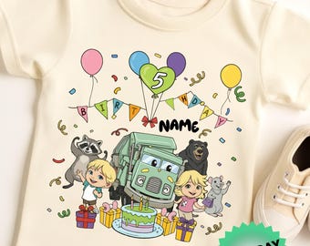 Personalized Trash Truck Birthday Shirt, Custom Name Age Tee