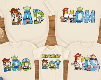 Custom Toy Story Family Matching Birthday Shirts, Toy Story Characters Mama Shirt, Family Toy Story Matching Outfit, Disney Family Trip Tees