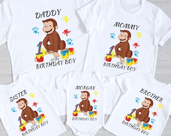 Camiseta de cumpleaños de Jorge el Curioso para niño y niña, camiseta a juego para cumpleaños familiar, camiseta de fiesta de cumpleaños de Jorge el Curioso, camiseta personalizada para niños pequeños