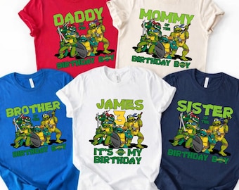 Ninja Turtles Birthday Shirt, Family Matching Tee, Custom Turtle Birthday Party Shirt, Turtles Shirt, Ninja Turtles Anime Birthday Boy Shirt