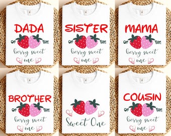 Berry Sweet One Birthday Shirt, Family Matching Strawberry Tee