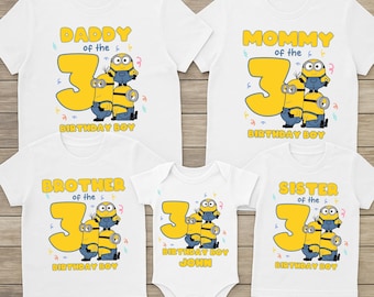 Custom Birthday Family Matching Shirt, Custom Minion Birthday Shirt, Minion Party, Birthday Boy Yellow Character, Kids Birthday Party Shirt