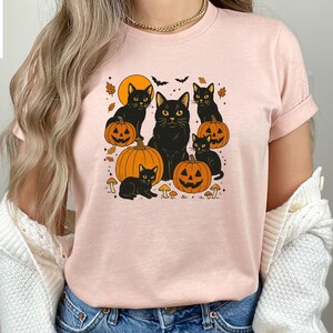 Spooky Season Shirt, Black Cat Pumpkin Tshirt, Halloween Ghost Cat Tee, Cat Lover Gift, Funny Haunted Shirt