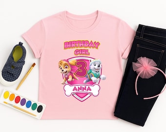 Camiseta de cumpleaños familiar personalizada de la Patrulla, ropa de cumpleaños personalizada, camiseta de fiesta de la Patrulla Familiar, regalo familiar personalizado, ropa de celebración de cumpleaños
