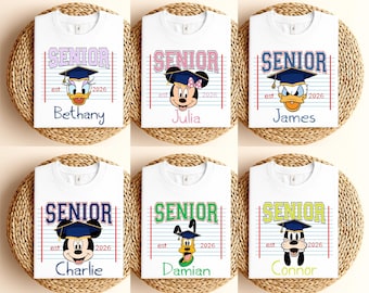 Personalized Disney Senior Family Shirts, Mickey & Friends Disney Graduation 2026, Disney Graduation 2026 Shirts, Disney Grad Squad Tee