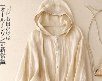 Oversized Linen Tunic Top: Casual Soft Cotton Blend Blouse