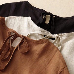 Vestido De Lino Y Algodón Para Mujer - Manga Corta, Corte Recto, Tallas Grandes, Casual Para Primavera Y Otoño