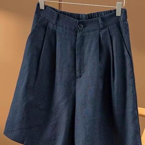 Cotton Linen Wide-Leg Shorts: Women&#39;s Summer Ramie Pants