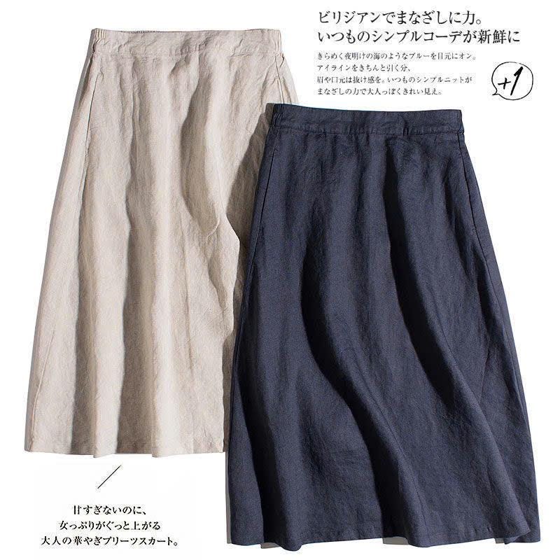 スカート LINEN AND COTTON SKIRT スカート LINEN AND COTTON SKIRT Printed Linen-cotton