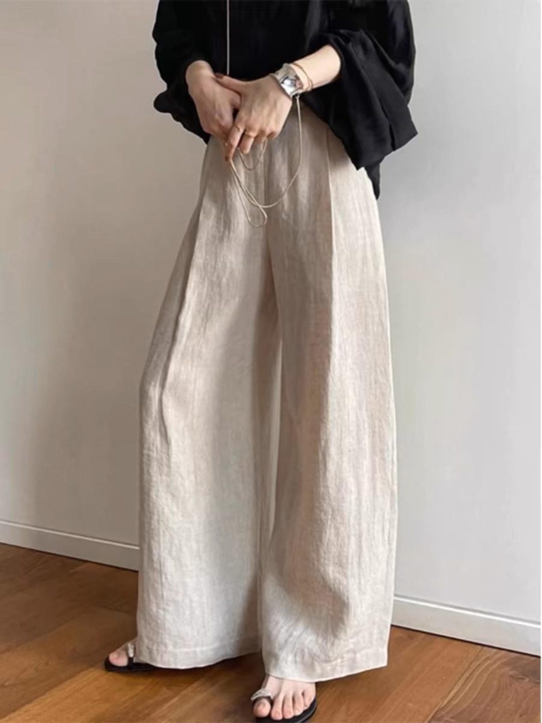 Linen Cotton Pants Women 2026.Linen Cotton Pants Women Linen Long Pants Wide Leg Pants Full Length ...