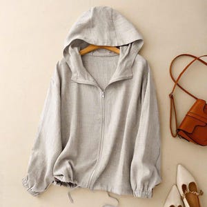 Sweat à Capuche Femme Zippé Aottori - Coton, Poches - Sport Décontracté