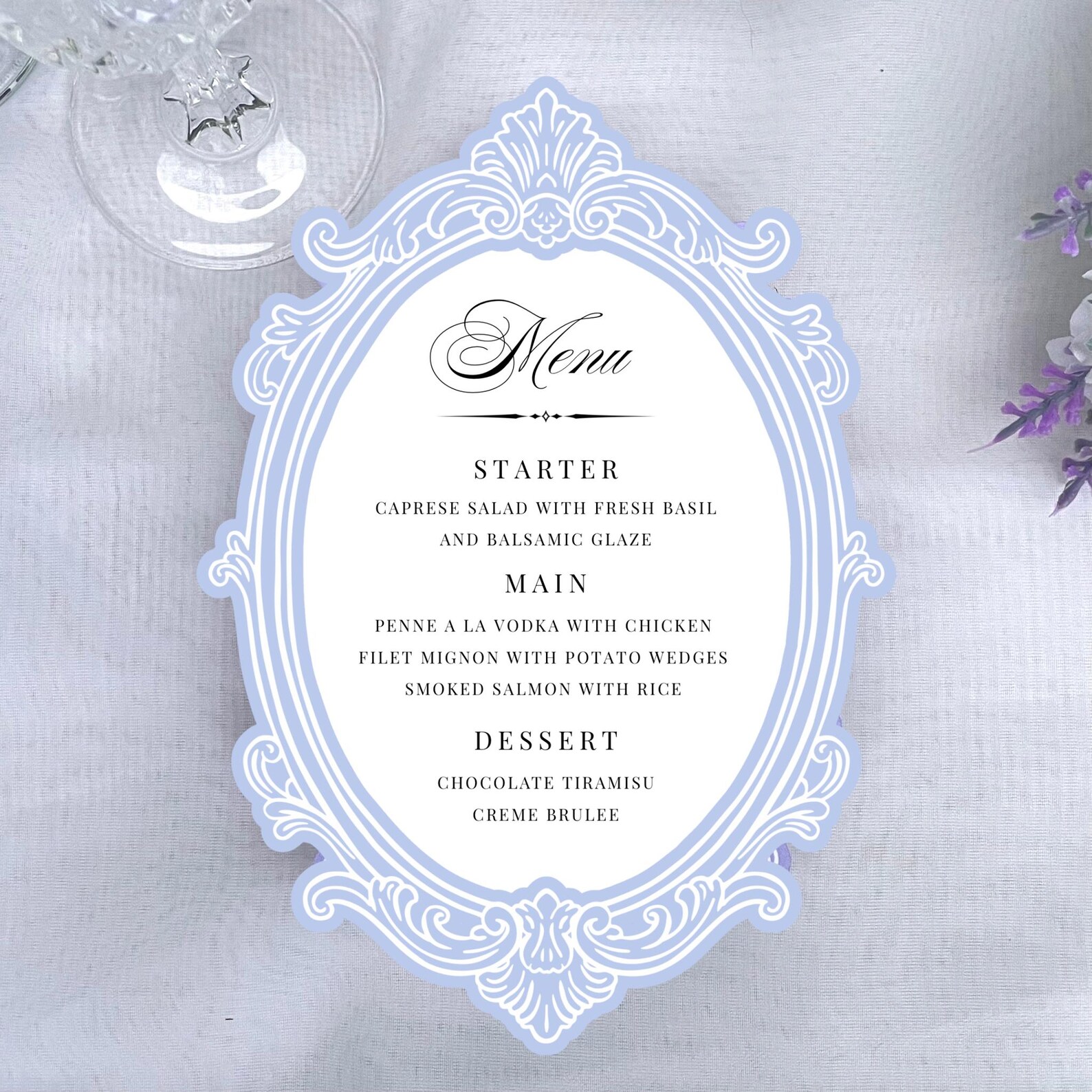 Custom Wedding Menu Card | Elegant Place Setting Menus | Reception ...