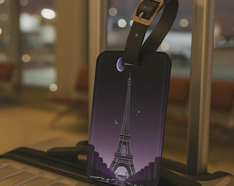 Etiqueta de equipaje Torre Eiffel – París, accesorio de viaje, elegante identificación de maleta, regalo para viajeros, souvenir francés, regalo para jet set