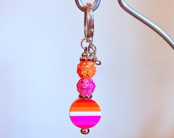 Lesbische Pride Perlen Schlüsselanhänger/Taschenanhänger - LGBTQIA+ Geschenk