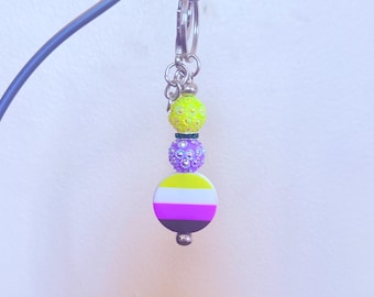 Nonbinary Pride Perlen Schlüsselanhänger/Taschenanhänger - LGBTQIA+ Geschenk