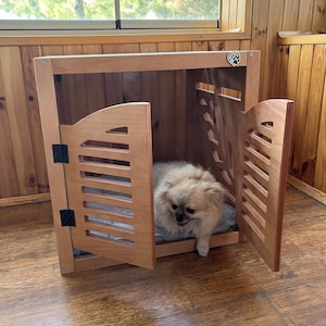 MERWOOD Dog House, Kennel Furniture with Dog Bed,Creative Dog Crate,Premium Dog House Interior,Special Pillow,Custom Dog House