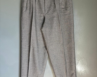 Pantalones plisados vintage de pata de gallo en blanco y negro de lana 16 para mujer de GIORGIO SANT'ANGELO