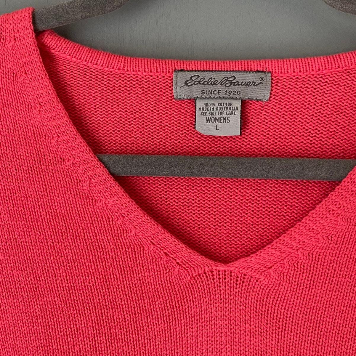 Vintage EDDIE BAUER Women's L Cotton Knit Short Sleeve