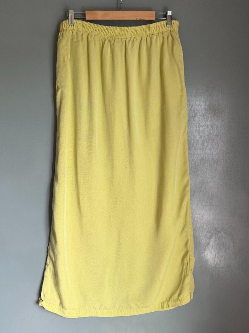 Vintage MISHI Women's XL Creamy Lime Maxi Skirt Tencel 90's Lagenlook Retro Boho image 1
