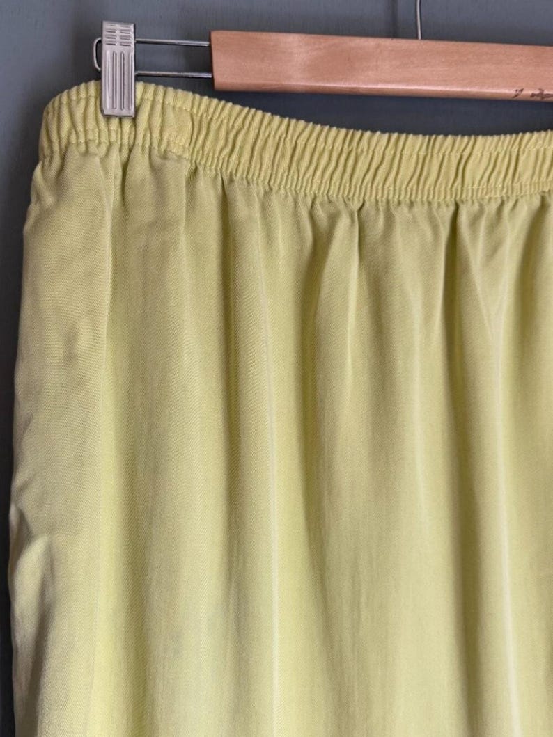 Vintage MISHI Women's XL Creamy Lime Maxi Skirt Tencel 90's Lagenlook Retro Boho image 2
