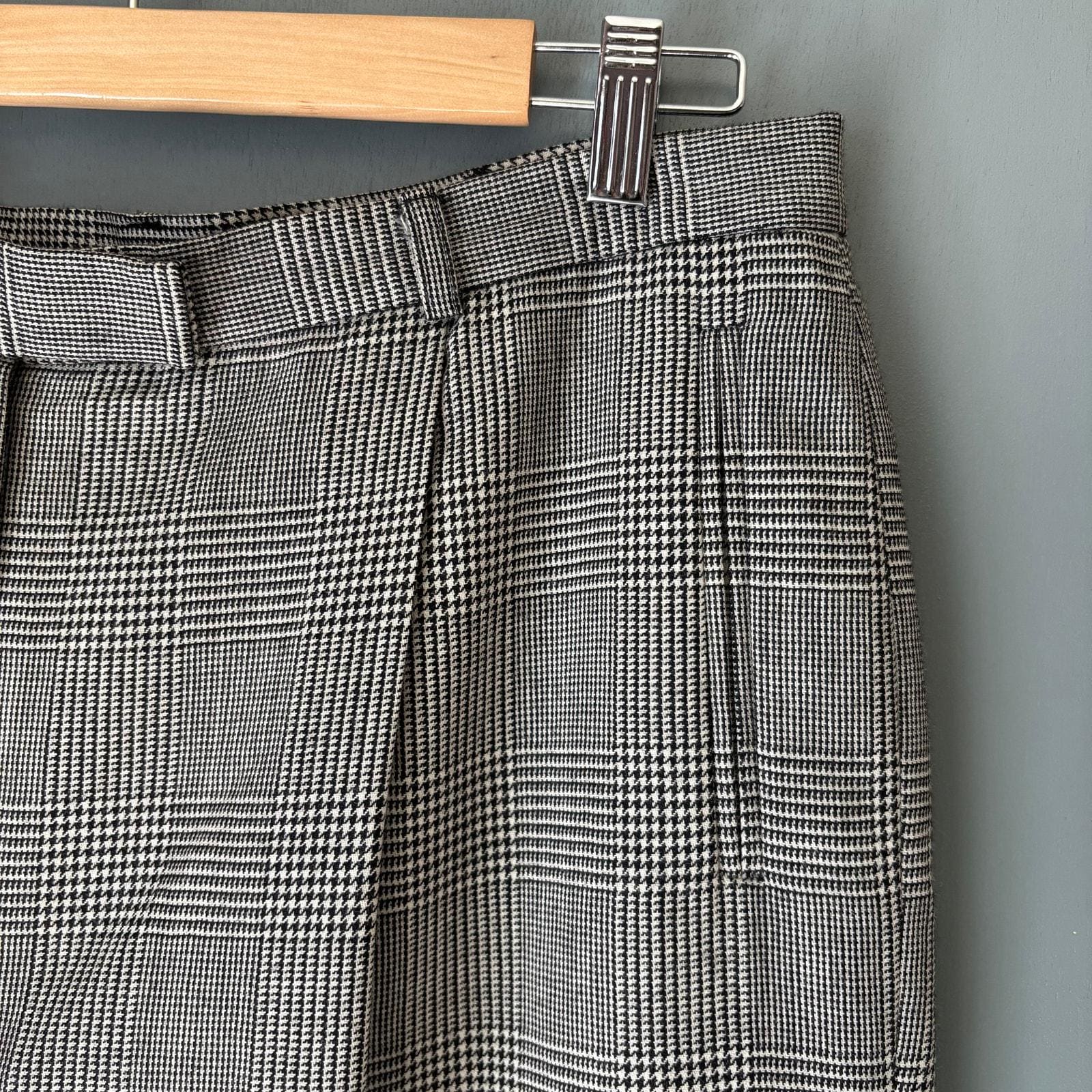 Vintage RALPH LAUREN Women's 16 B&W Houndstooth 100% Wool Pleated Dress Trousers