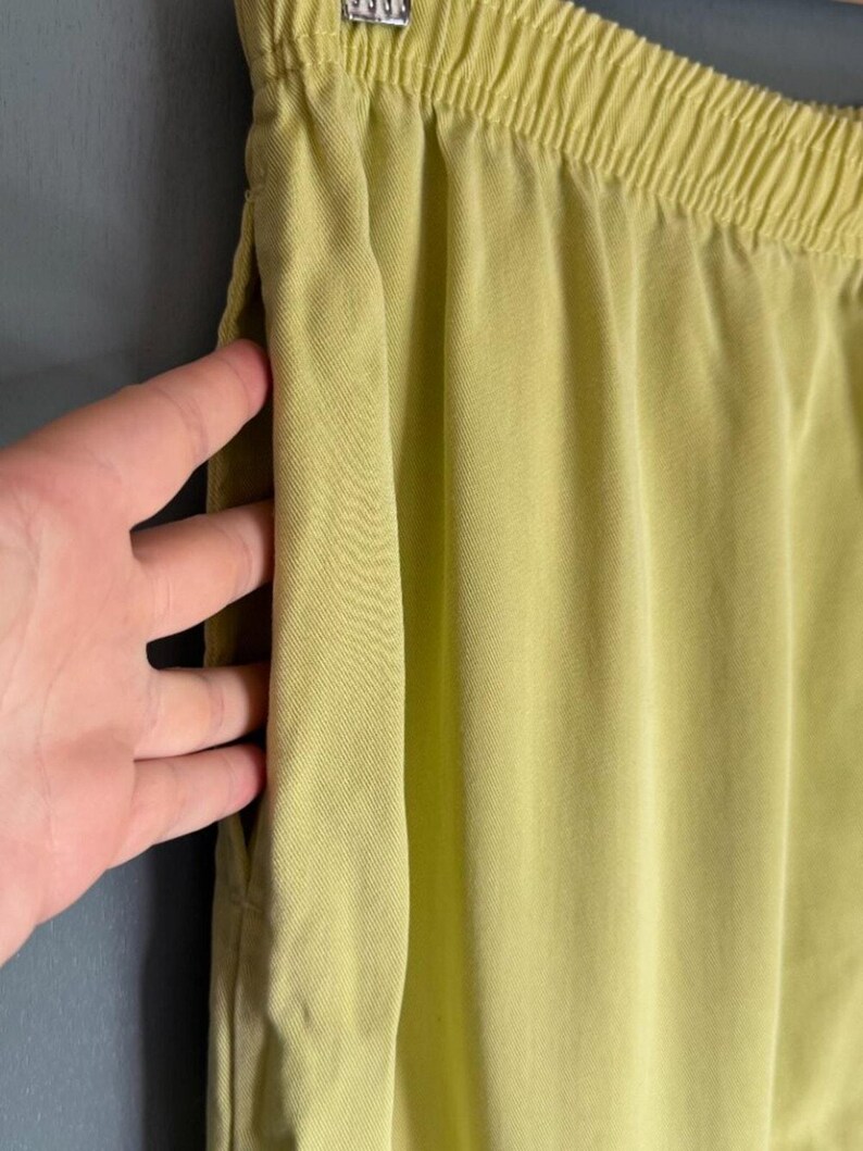 Vintage MISHI Women's XL Creamy Lime Maxi Skirt Tencel 90's Lagenlook Retro Boho image 6