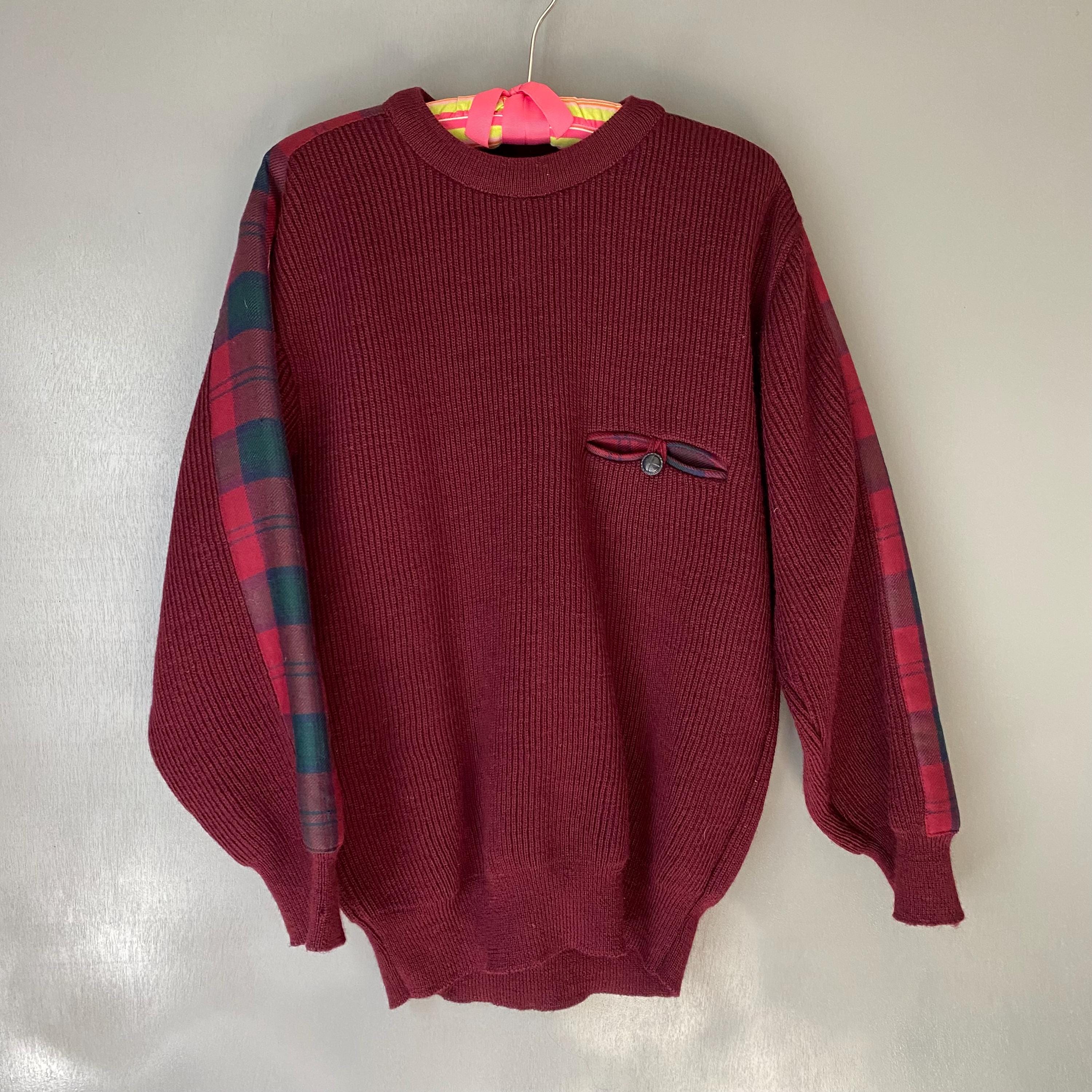 80's Glenhusky Suede/Knit Cardigan MADE IN SCOTLAND